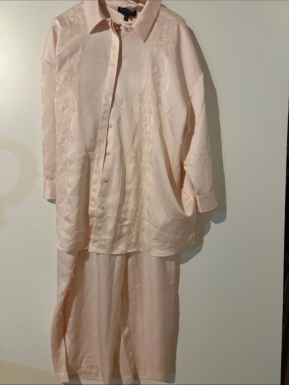Eloquii Matching Set Satin and Lace  In Rosewater Size 18